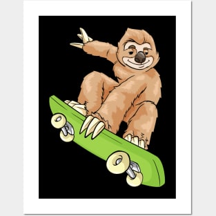 Sloth as Skateboarder with Skateboard Posters and Art